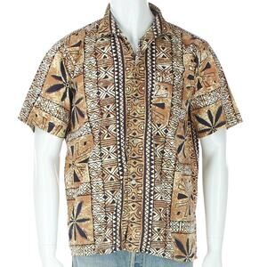 Vintage Essor Hawaiian Aloha Tribal Tiki Rockabilly Tropical Geometric Shirt M